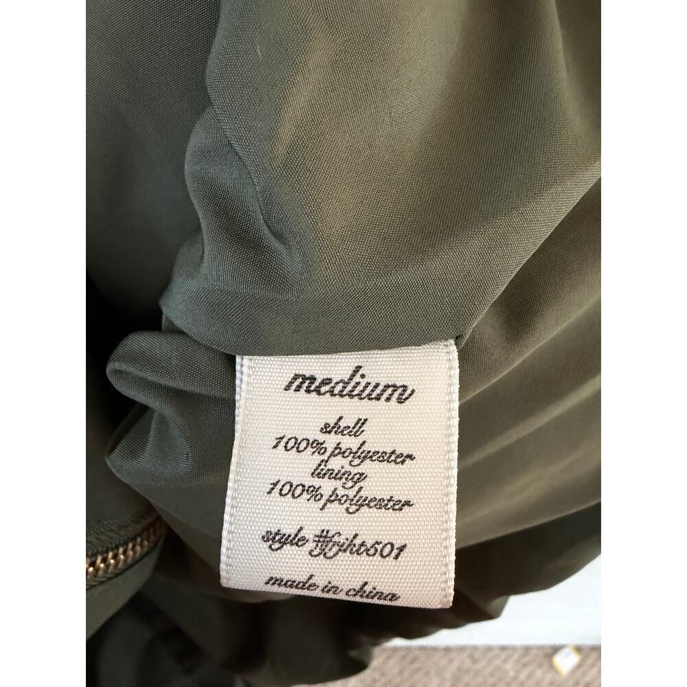 Miami Olive Green Quilted Puffer Vest Pink Trim Zip Front Women’s Medium - Picture 4 of 7